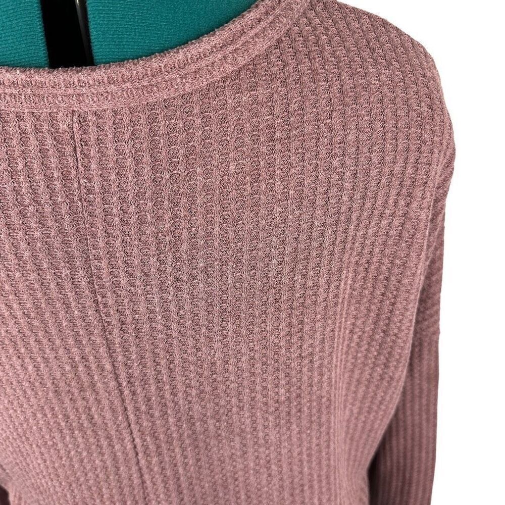 IWOLLENCE Women's Waffle Knit Tunic Blouse Tie Knot Henley Top- Size S - Picture 6 of 11